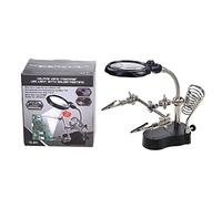 Fabater Professional Magnifying Glass Soldering Station with LED Lamp Magnifier and Auxiliary Clips for Hardware Repair, Helping Hands Soldering Tool, 4X Acrylic Lens, 2 LEDs, Adjustable
