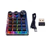 Fabater Programmable Macro Pad, 16 Keys Custom Keypad Wireless with 3 Knobs, One Handed Programmable Mechanical Keyboard, RGB Backlit Keypad for Working and Gaming for WINs & OS X (Black)
