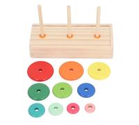 Fabater Puzzle Game Wooden Tower, 10 Rings, Pine Wood, Brain Teaser for | Educational Logic Toy, Eco-Friendly Pine, 10 Blocks 3 Sticks, Parent Child Interaction, Early Learning Aid