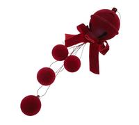 Fabater Red Flocked Christmas Decoration with Ball Pendant for Homemade Window Tree Wreaths - Indoor and Outdoor Decoration for the Christmas Tree - Festive Celebrations and Gifts (Bow and Bell)