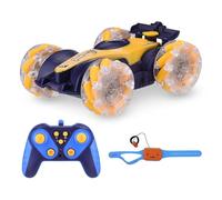 Fabater Remote Control Car, 360° Flips 2.4G Stunt RC Car with LED Lights, Dynamic Music, Spray Function, Dual Side Driving, Gesture and Remote Control, Drift Truck for Kids Adults (Dark Blue)