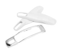 Fabater Remote Key Case, ABS Material Protective Cover Trim, Smart Key Shell with Fashion Look for 92A 2011 Up, 911 Spyder Models (Pearl white + silver middle shell)