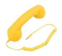 Fabater Retro Telephone Receiver, Radiation Proof One Touch Answer Button Volume Control Sound Wired Cellphone Handset, Wired Phone Handset Receiver with 3.5mm Plug 9 Feet Coiled (Yellow)