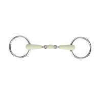 Fabater Ring Snaffle Bit, Stainless Steel Rubber Roller Mouth Snaffle Bit, Flavor Horse Mouth Bit, Loose Ring Snaffle, Comfort O Ring for Horses Training, Riding