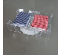 Fabater Rotating Card Tray, 2 Deck 6 Deck Capacity Smooth Rotation Playing Card Holder, Clear Plastic Game Organizer with Anti Scratch Base for Canasta Hand Foot Poker Home (Put 2 Poker)