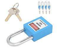 Fabater Safety Padlock, 1.5in Chrome Plated Steel Beam Engineering Plastic Body Industrial Padlock, Steel with 10 Keys for Electric Power Nuclear Energy (Blue)