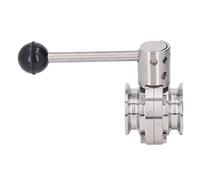 Fabater Sanitary Clamp Valve 304 Stainless Steel with Silicone Washer, Quick Clamp Connection for Pipe Control, Rust Proof Hand Operated Valve PN1.6 150℃ (45mm / 1.8in Pipe OD)