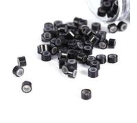 Fabater Silicone Lined Micro Hair Extension Rings 2000PCS Loops Beads Tools, Soft Safe Hair Extension Beads for Tight Hold, Undetectable Comfort Fit 3mm Inner Diameter Brown Black Beige (1000pcs)