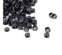 Fabater Silicone Lined Micro Hair Extension Rings 2000PCS Loops Beads Tools, Soft Safe Hair Extension Beads for Tight Hold, Undetectable Comfort Fit 3mm Inner Diameter Brown Black Beige (200pcs)