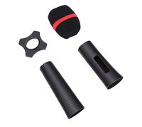 Fabater Silicone Wireless Microphone Handle Sleeve, Anti Fall Mic Protection Cover Wireless Handheld Microphone Protection Kit with Windscreen and Anti Slip Ring for Home Karaoke (Black)