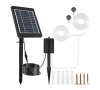 Fabater Solar Aerator, 2200mAh Battery Backup IP55 Solar Air Pump, Hydroponics Air Pump with 3 Speed Modes and 2 Bubble Stones for Outdoor Pools Ponds Aquariums