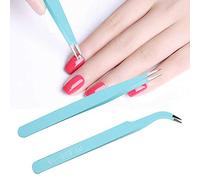 Fabater Stainless Steel Nail Art Tweezers, Straight and Curved, 2 Pack