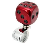 Fabater Steering Wheel Spinner, Labor Saving Dice Shape Knob, Power Handle Spinner for Cars, Trucks, Tractors, Boats with Smooth Resin Metal Alloy Construction and Easy Installation for (Red)