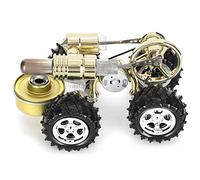 Fabater Stirling Engine Model Miniature Car, Educational Physics Science Experiment Toy, Assembled Zinc Alloy Engine Kit with Lamp, Novel Design Physics Learning Kids