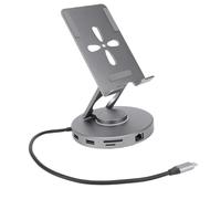 Fabater Tablet Dock Stand 11 in 1 USB C Hub 360° Rotatable Adjustable Stand for IOS Pro Tablets Aluminum Alloy Deep Space Gray