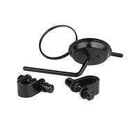 Fabater Vintage Round Shape Reflective Motorcycle Rear View Mirror, 25mm Handle Compatible, Ultra Clear Glass, Collision Resistant Iron, Black Silver, for Motorbike Scooter (Black)