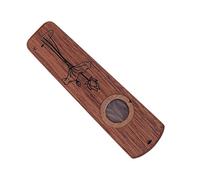 Fabater Wood Kazoo Flute Wooden Wind Instrument for Guitar Ukulele Accompaniment - Easy to Play Harmonica Diaphragm with Mouth Ring, Compact & Portable (Ebony Wood)