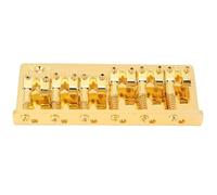 Fabater Zinc Alloy 6 String Bass Bridge, Fixed Type Electric Bass Bridge Replacement with Adjustable Saddles for Electric Guitar, Vintage Style Hardware, Chrome Plated (Gold)