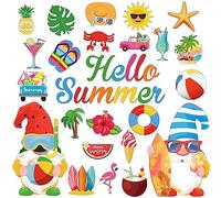 Fabbay 25 Pcs Summer Cruise Door Magnets Decorations Hawaii Tropical Magnetic Stickers Car Magnets Decorations Beach Gnome Flamingo Palm Tree for Fridge Refrigerator Whiteboard Luau Party Decor