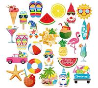 Fabbay 25 Pcs Summer Cruise Door Magnets Decorations Hawaii Tropical Magnetic Stickers Summer Drinks Car Magnets Decorations Beach Gnome Flamingo Lemon for Fridge Refrigerator Luau Party Decor