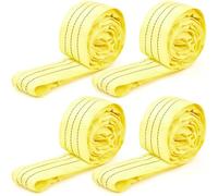 Fabbay 4 Pcs 4 Feet Heavy Duty Polyester Endless Loop Round Lift Slings Lifting Straps for Hoist Towing Moving Furniture Rigging Equipment, 8400 LB Vertical 6700 LB Choker 16800 LBs Basket(Yellow)