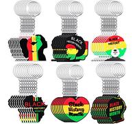 Fabbay 48 Pcs Black History Month Keychain Hanging Black History Month Gift Black History Month Decorations Juneteenth Day Party Favors for Party Classroom Women Backpacks Supplies, 6 Styles