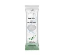 FabbPro Oshibori Moist Terry Cotton Refreshment Towels (25 Pack, 8 x 8 Inches) - White Scented Pre-moistened Towel to Use Hot or Cold (Eucalyptus)