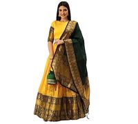 Fabcartz Art Silk Embellished Semi Stitched South Indian Half Saree (Free Size), Yellow, One Size