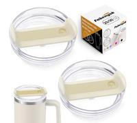 Fabenyok 30 OZ Tumbler Lid Replacement Fit for Stanley Cup, 2 Pack Clear Replacement Lids Fit for Stanley Travel Tumbler, Spill Proof Tumbler Covers for Stanley Cup Accessories (Clear - Cream)