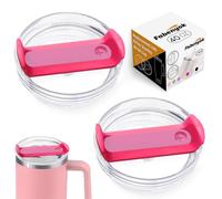 Fabenyok 40 OZ Stanley Cup Lid Replacement, 2 Pack Clear Spill Proof Covers for Travel Tumbler Accessories (Clear - Hot Pink)