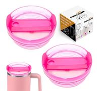 Fabenyok 40 OZ Tumbler Lid Replacement Fit for Stanley Cup, 2 Pack Clear Replacement Lids Fit for Stanley Travel Tumbler, Spill Proof Tumbler Covers for Stanley Cup Accessories (Hot Pink)
