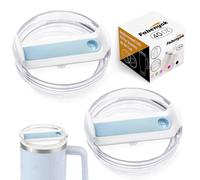 Fabenyok 40 OZ Tumbler Lid Replacement Fit for Stanley Cup, 2 Pack Clear Replacement Lids Fit for Stanley Travel Tumbler, Spill Proof Tumbler Covers for Stanley Cup Accessories (Clear - Blue)