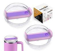 Fabenyok 40 OZ Tumbler Lids - 2 Pack Clear & Purple Replacement Lids, Spill Proof for Stanley Cup Accessories