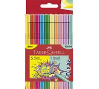 Faber-Castell 10 Grip Colour Markers - Neon and Pastel Colours