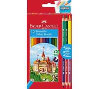 Faber-Castell 110312 Colour Pencil with 3 Bi-Colour Pencil/Sharpener (Pack of 12)