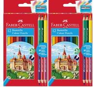 Faber-Castell 110312 Colour Pencil with 3 Bi-Colour Pencil/Sharpener (Pack of 24)