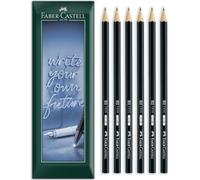 Faber-Castell 1111 Graphite Pencils, Black Matt, B Grade, 6pcs | Break-Resistant SV Lead, Hexagonal Barrel, FSC Certified Wood, Ideal for Sketching, Drawing, Graph Mapping, Writing