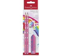 Faber-Castell 111516 - Unicorn writing set with HB pencils and eraser, school set for children
