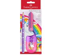 Faber-Castell 111528 Unicorn Writing Set with Jumbo Pencil, Sharpener and Eraser, School Set for Children