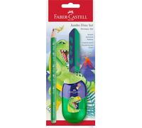 Faber-Castell 111529 - Writing set Dino with jumbo pencil, sharpener and eraser, school set for children