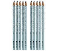 Faber-Castell 111997-12 Jumbo Grip Pencils, Hardness: B, Barrel Colour: Silver (Pack of 10)