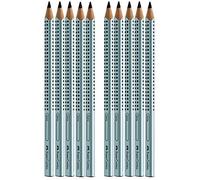 Faber-Castell 111997-12 Jumbo Grip Pencils, Hardness: B, Barrel Colour: Silver (Pack of 10)