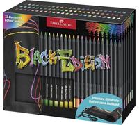FABER-CASTELL 116418 Colouring Pencils Set with Pen Roll, 72 Black Edition Colouring Pencils, Includes Metallic and Neon Colours