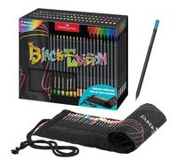 FABER-CASTELL 116418 Colouring Pencils Set with Pen Roll, 72 Black Edition Colouring Pencils, Includes Metallic and Neon Colours