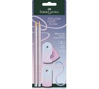 Faber-Castell 117007 - Blister 2 Pencils Grip B+Sharpener+Rubber - Flow Edition - Blushing Sky