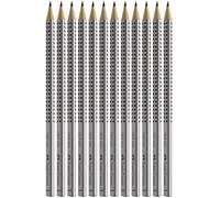 Faber-Castell 117697 Grip 2001 Pencils, Barrel Colour: Silver, Black (HB, Pack of 12)