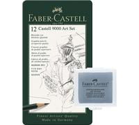 Faber-Castell 119065 ? Pencil Castell 9000, Set of 12 Art Set, Contents 8B ? 2H, Set mit Knetgummi, Basic assortment 8b - 2h