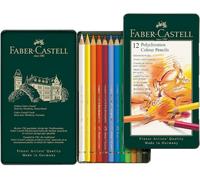 Faber-Castell 12 Piece Polychromous Colored Pencil Set in Metal Tin