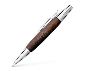 Faber-Castell 148382 E-Motion twist ball point pen Birnbaumholz dunkelbraun Blue