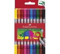 Faber Castell 151110 Plastic Double-Ended Felt Tip Pen (Pack of 10) | With fine and wide tip - markers for kids and adults